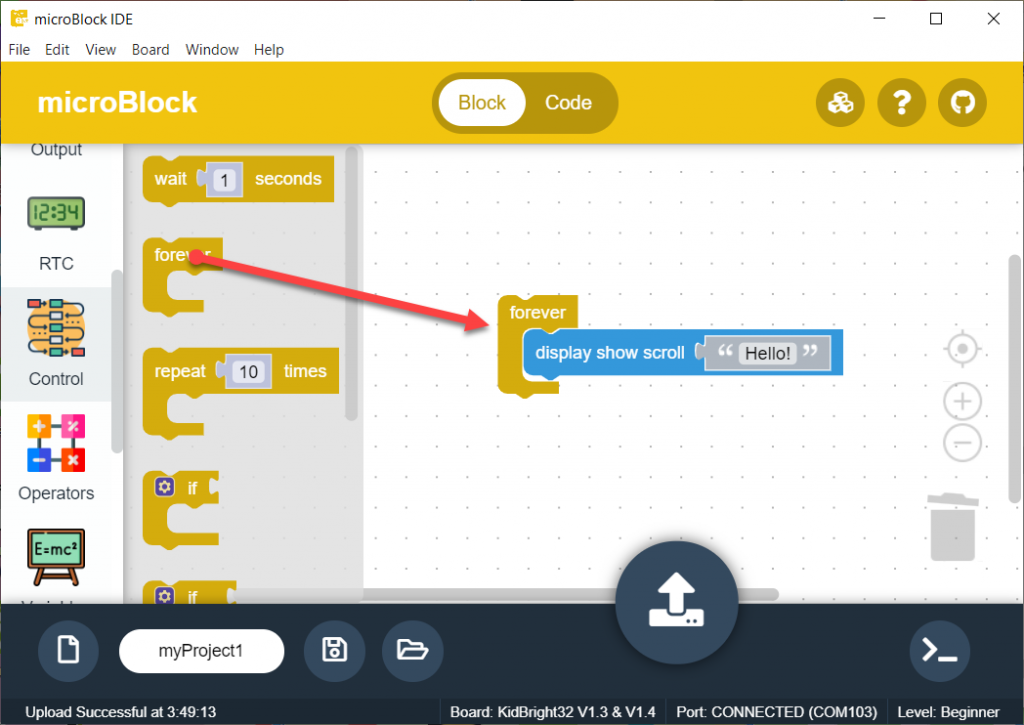 เริ่มต้นใช้งาน microBlock IDE เวอร์ชั่นโปรแกรม - microBlock IDE