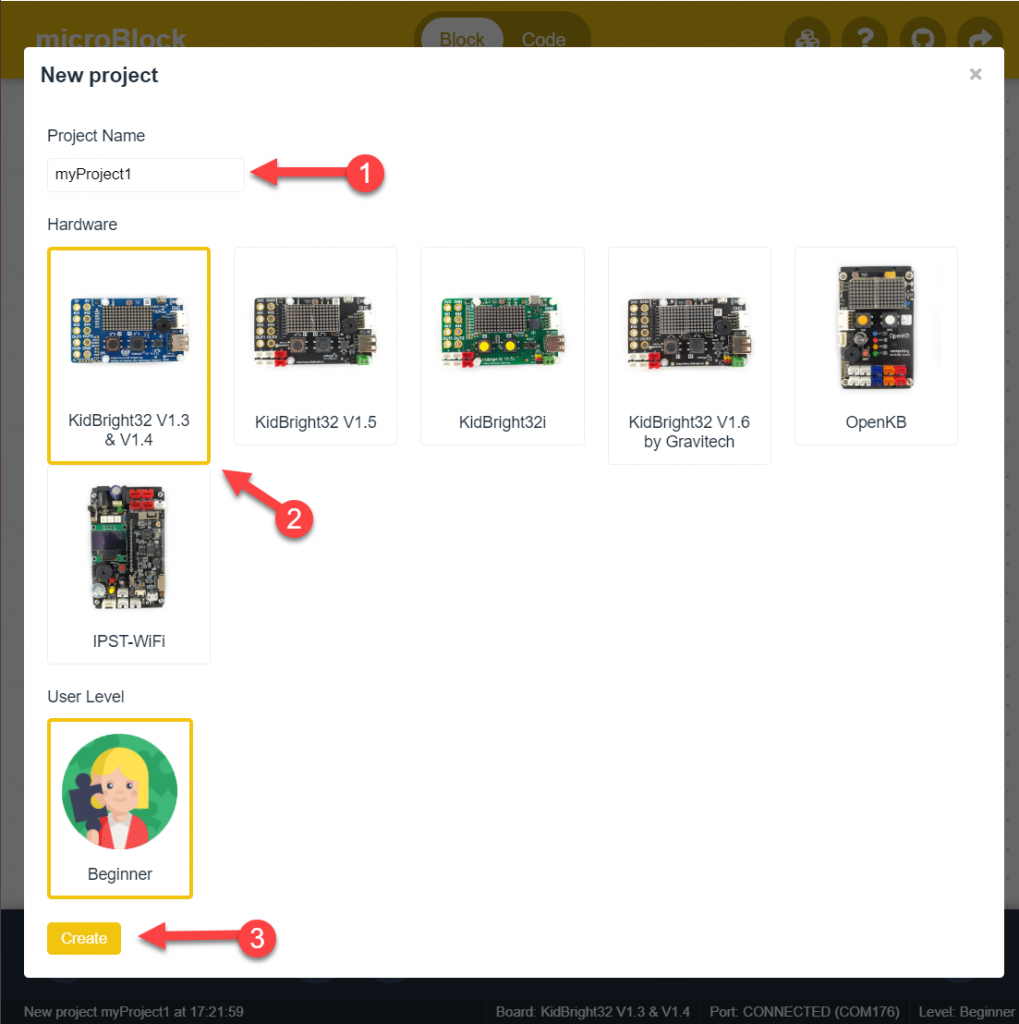 ทำเครื่องจ่ายน้ำอัตโนมัติด้วย KidBright32 - microBlock IDE