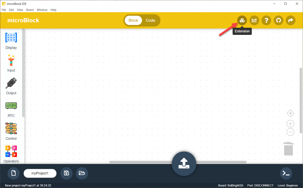 ทำป้ายไฟวิ่งควบคุมด้วยบอร์ด KidBright32 - microBlock IDE